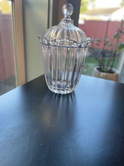 Vintage Ribbed Glass Jar/cookies, Candle, Ice, Multi-use