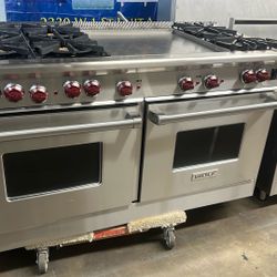 WOLF 60”WIDE GAS RANGE STOVE WITH 24” GRIDDLE 