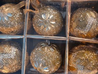 Beautiful Christmas Ornaments Red Gold Silver Glass Porcelain Shatterproof NEW IN BOX