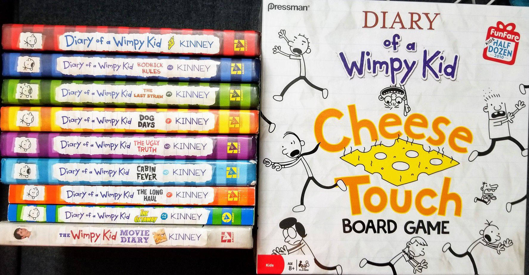 Diary of a Wimpy kid books & board game $30