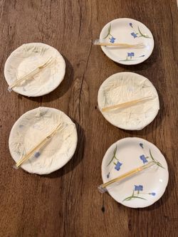 Set of 5 Floral Beautiful Vintage Japanese Plates