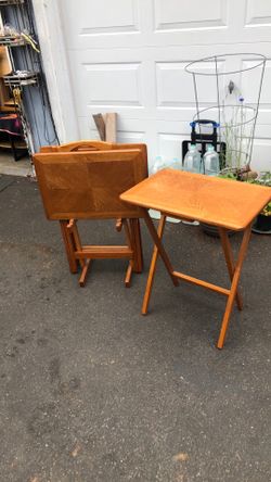 Mid century TV Tray table solid wood folding