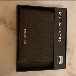 Authentic Michael Kors Slim BillFold Brown MK JET SET MENS Wallet 