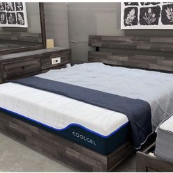 Atticus bedroom set 5pc (bed frame, nightstand, dresser, mirror and chest.) ❤️✨ We have delivery 🚛👍🏻 today only queen $749 King $799 full  $749 twi