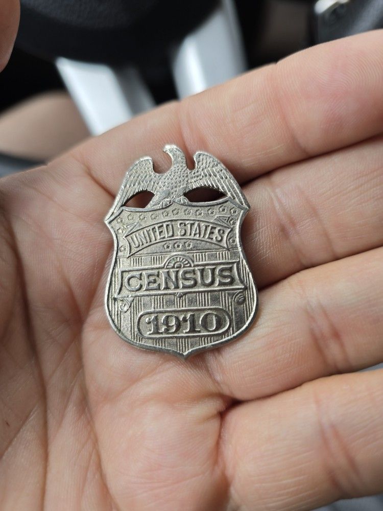 Antique 1910 United States Census Enumerator Badge - Obsolete