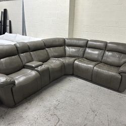 Atticus Leather Couch Reclining Sectional - Free Delivery