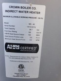 Crown Indirect Water Heater