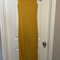 New Yellow Stretchy Bodycon Women Sleeve less Long Dress Size Small