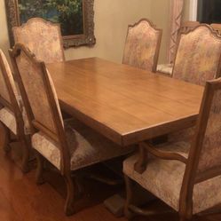Kreiss Dining Table with 6 Louis XIV Chairs