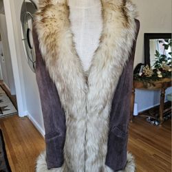Brown Suede And Shearling Toscana Lamb Fur Vest Size S NO OFFERS 