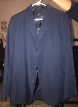 Navy Blue Regular Fit Van Heusen 2 Piece Suit Set & Tie