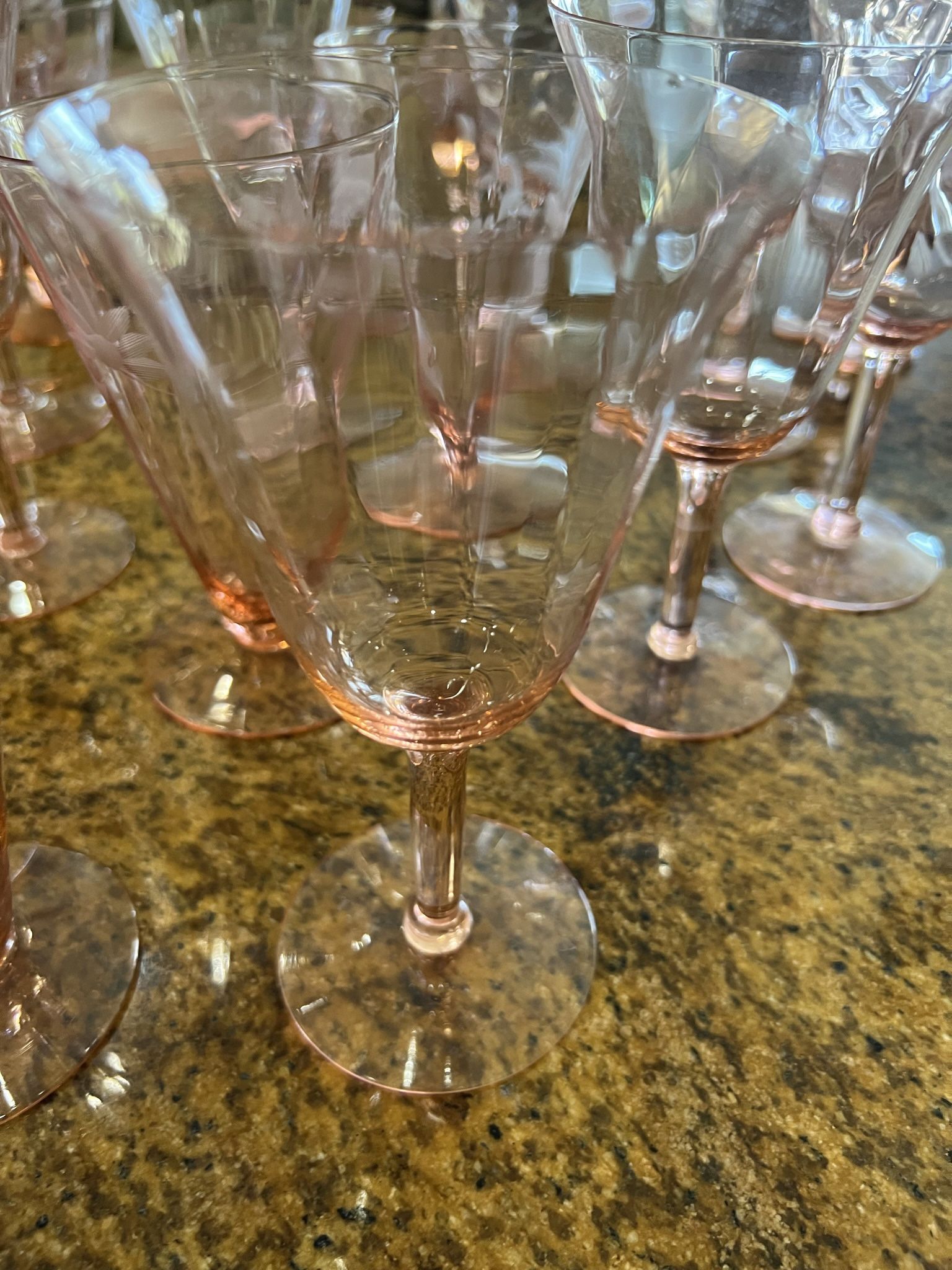 Antique large pink glass collection