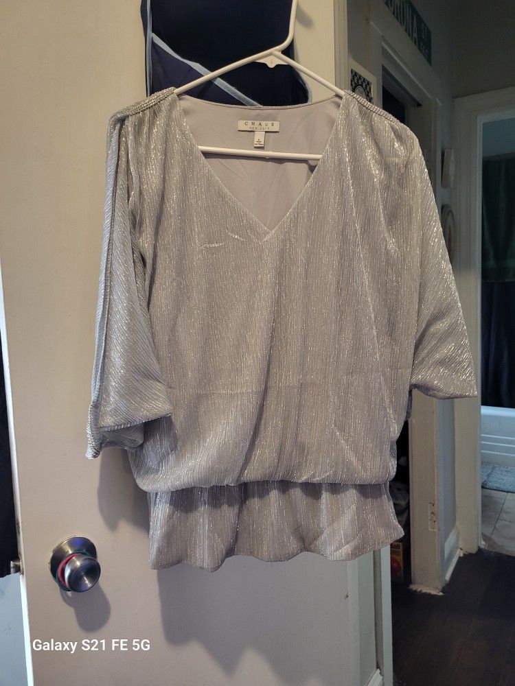 Silver Metallic Blouse