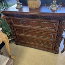 Beautiful Carved  Wood Chest With Drawers - 44” x 18” x 36” - Retail: $1350