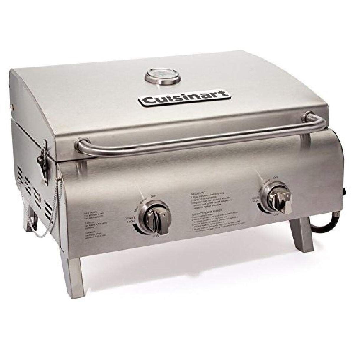 Cuisinart CGG-306 Chef's Style Portable Propane Tabletop 20,000, Professional Gas Grill, Two 10,000 BTU Burners, Stainless Steel Professional Gas Gril