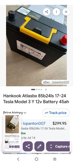 New Hankook 12V Battery M3,B24 Model.85B24LS for Tesla Model 3