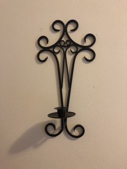 Metal candle stick holder hanging black