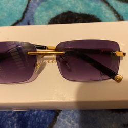 Gold n Black Purple Lenses Cartier Sunglass Buffs 