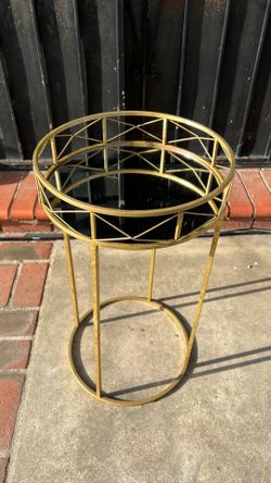 Gold Round Mirrored Side Table