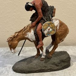Listed Colorado Artist Daniel Monfort Western Sculpture "End of the Trail" 1982