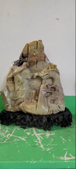 Antique agate stone mountain Asian go down to description for info