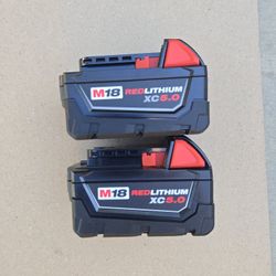 Milwaukee 18v Batteries 5.0 Ah Brand New Price For Both 