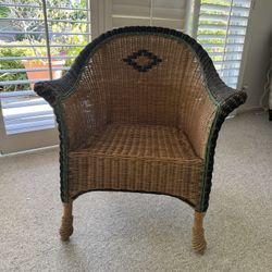High End Palecek Wicker Woven Tall Back Bistro Chair | Rattan 