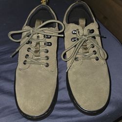 Doc Marten's Green Suede Utility Boots.