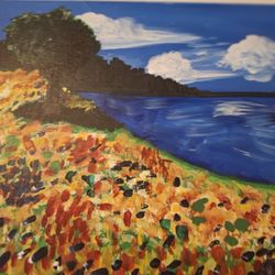 Hand Painted Country Side Art  20 X 16