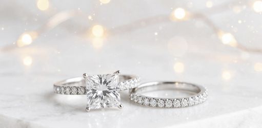 Silver Plated Cubic Zirconia Bridal Set - $75.00 💍 Beautiful princess cut engagement ring + matching eternity band! Sizes: 6, 7, 8, 9, 11 Available P