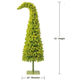 6' Pre-Lit Grinch Spruce Green Artificial Christmas Tree with Warm White LED Lights