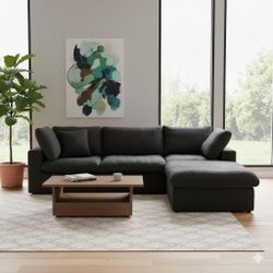 Black Cloud Modular Sectional + Washable Covers & Storage Ottoman – Brand New $799