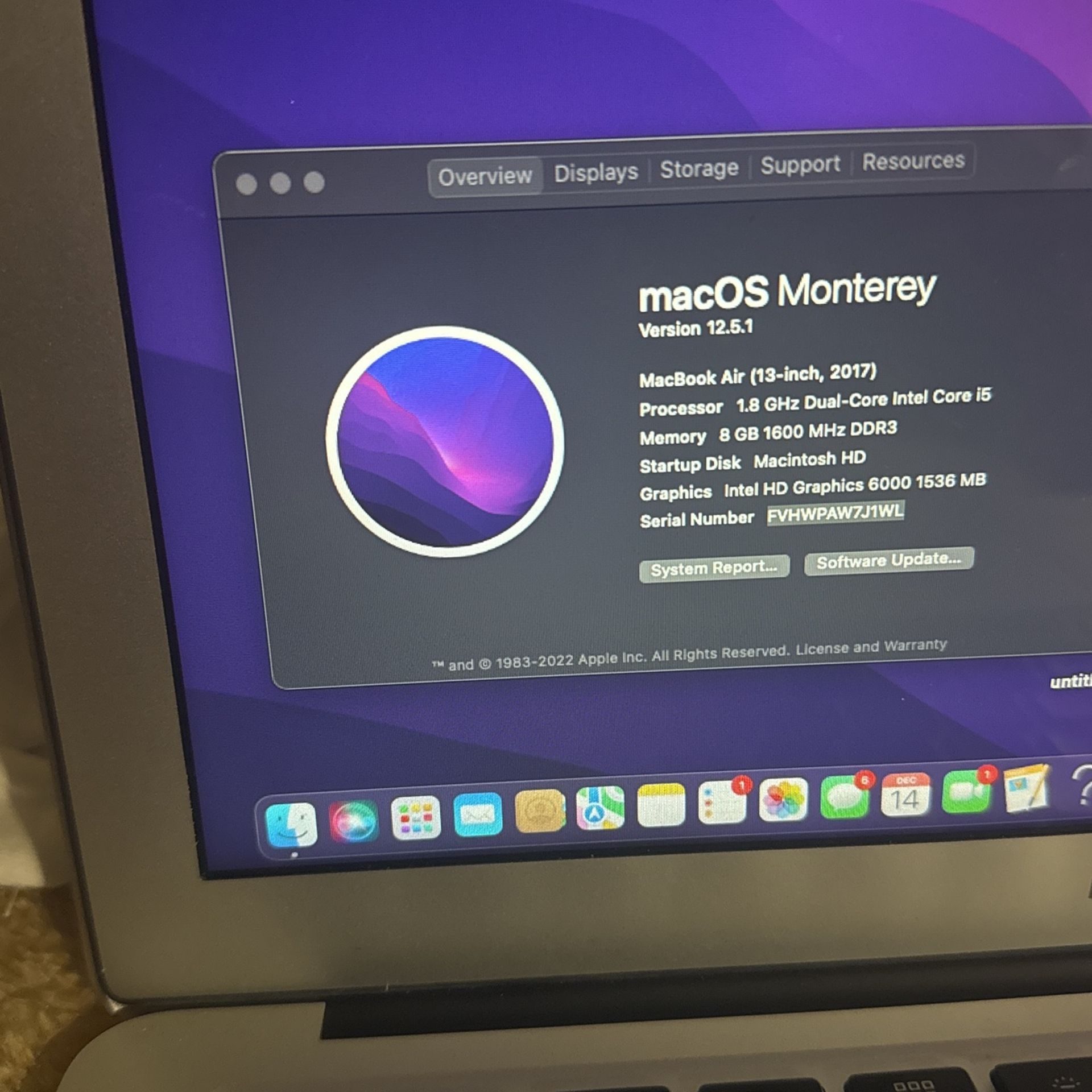 MacBook Air (2017) 256gb 
