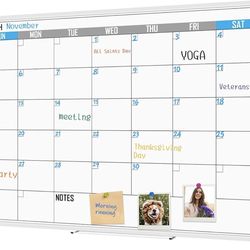 XBoard Magnetic Calendar Whiteboard 60" x 40" - Monthly Calendar Dry Erase Board, White Board + Colorful Calendar Board, Silver Aluminium Framed Month