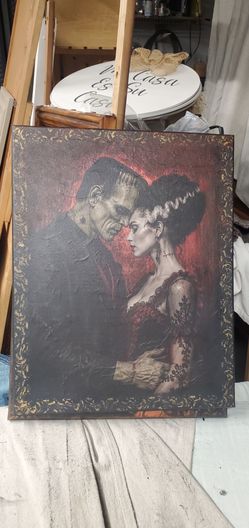 Bride of Frankenstein  on canvas. 16x20