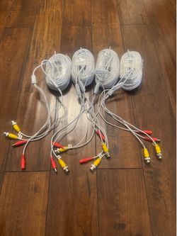 4 PCS 60ft BNC Security Camera Cables – All-in-One Video + Power Extension Cables (White) Quantity: 4 Pieces (Pack of 4) Length: 60 Feet (18 Meters) E