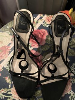 Original Black Dior Kitty heels sandals