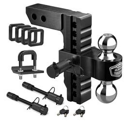 Kohree 10" Adjustable Trailer Hitch Fit 2" Receiver, Anti Rattle Clamp Dual Ball 2" and 2-5/16"(12,500 LBS GTW), Drop & Rise, Heavy Duty Aluminum, Tow