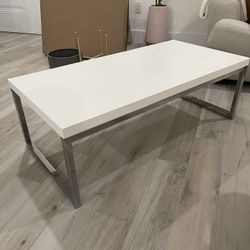 White And Silver Coffee Table 