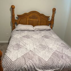 Queen Size Bed Frame (includes Mattress With Box Spring)