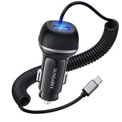 USB C Car Charger, 51W Fast Car Charger Adapter+5ft Type C Cable for Samsung Galaxy S24 S23 S22 S21 S10 Note 20 A10E A20 A50 A51 A01 A71 A11, iPhone 1