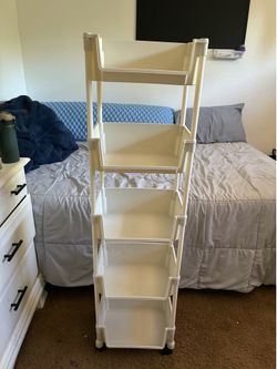 White 5 layer rolling shelf cart