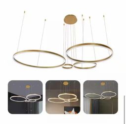 NEW Luxury Modern Pendant Gold LED 4 Rings Chandelier ceiling lights w remote for sale