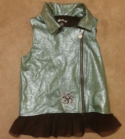 Girls' Size 7/8 Disney Descendents 3 Sparkly Teal Zippered Polyester Vest