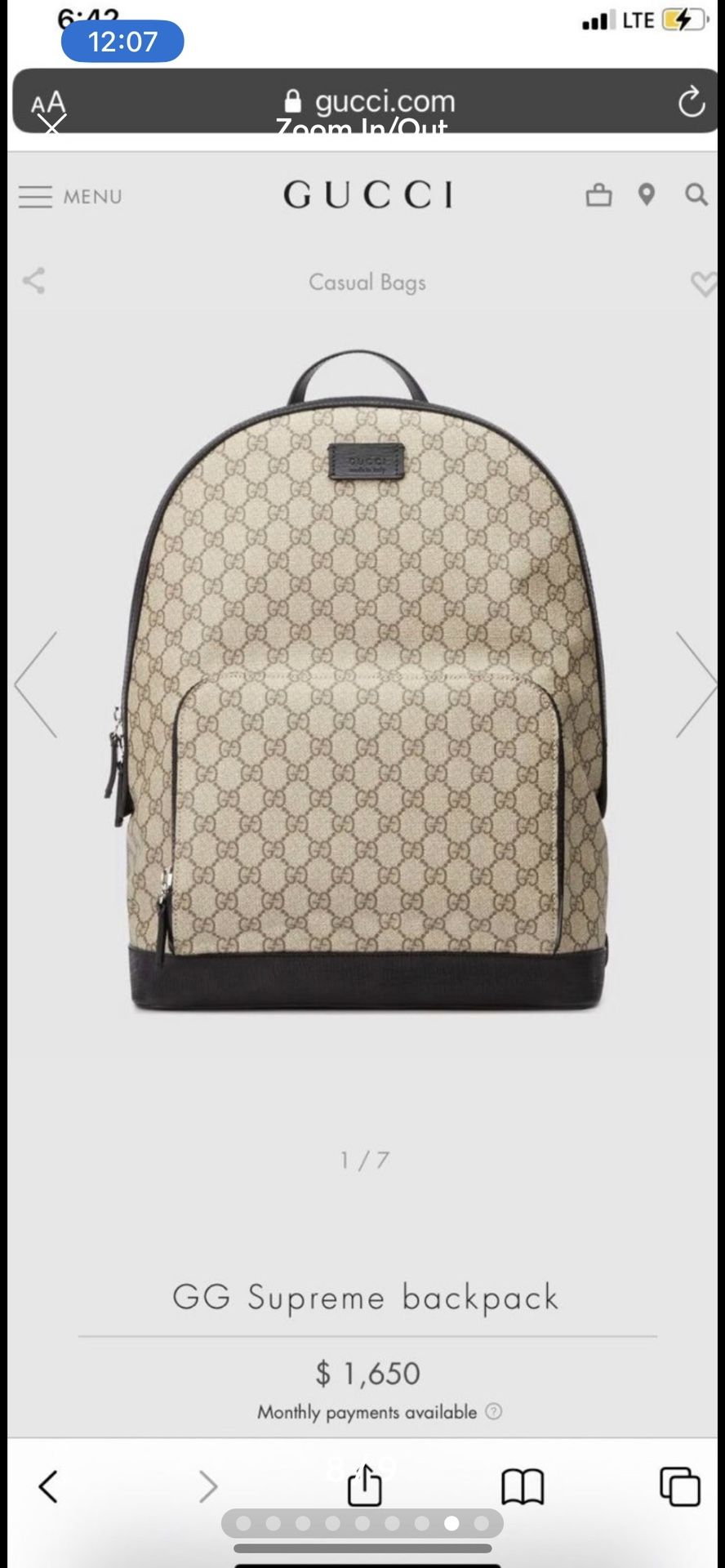 Gucci Supreme Backpack (medium size)