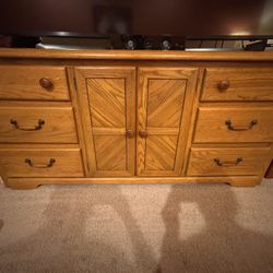 Vintages Solid Oak King Size Headboard and Dresser Set