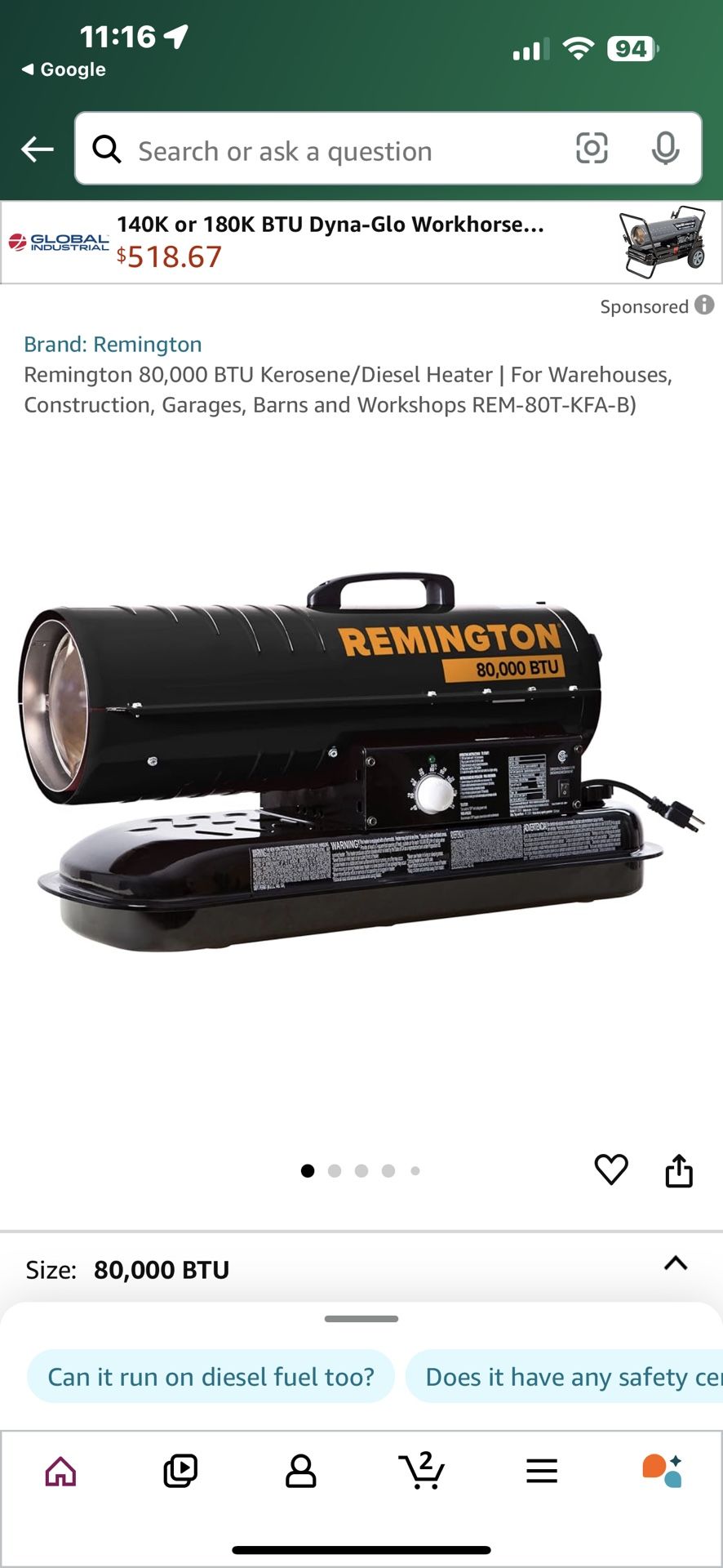 Remington 80,000 BTU Heater