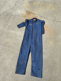 Durable press blue coveralls.