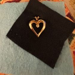 Vintage Open Heart W/  CZ Stone Pendant 