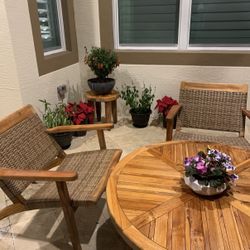 Hagen Teak Outdoor Set Of 4 Chairs & 2 Tables (total 6 Pieces) 